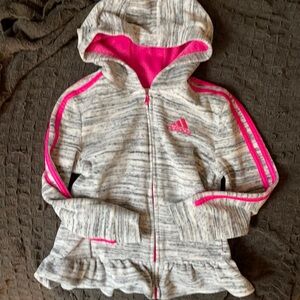Adidas Fleece Flowy Hoodie Size 6/6x Gray & Pink